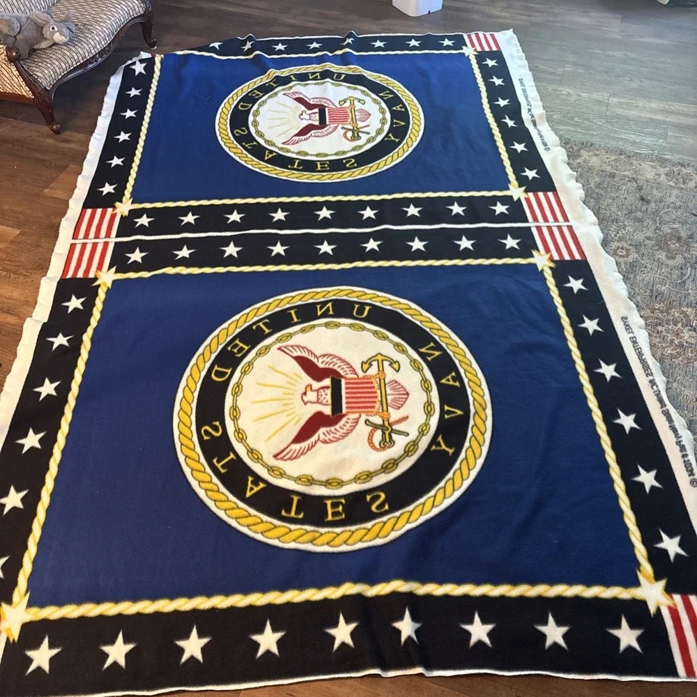 RFCO USN United States Navy Emblem Seal 2 Yards Polar Fleece Fabric 56x48